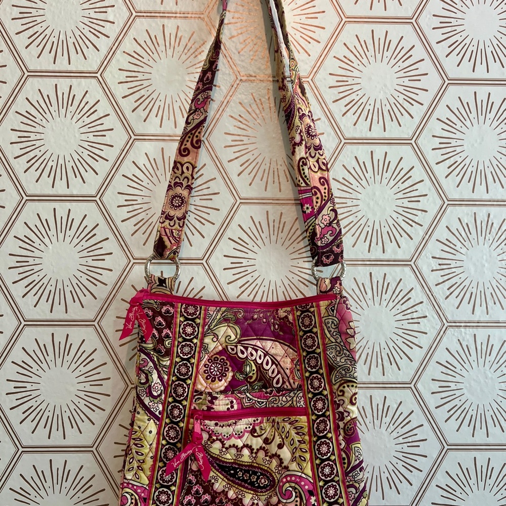 Vera Bradley Pink and Brown Paisley Crossbody Hipster Bag Very Berry Paisley